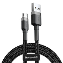 Robust nylon cable USB microUSB 2A 3M black and grey cable - Carlat