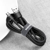 Robust nylon cable USB microUSB 2A 3M black and grey cable - Carlat