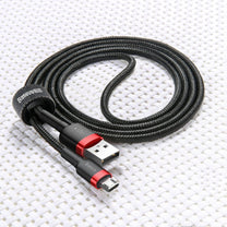 Robust nylon cable USB microUSB 2A 3M black and grey cable - Carlat