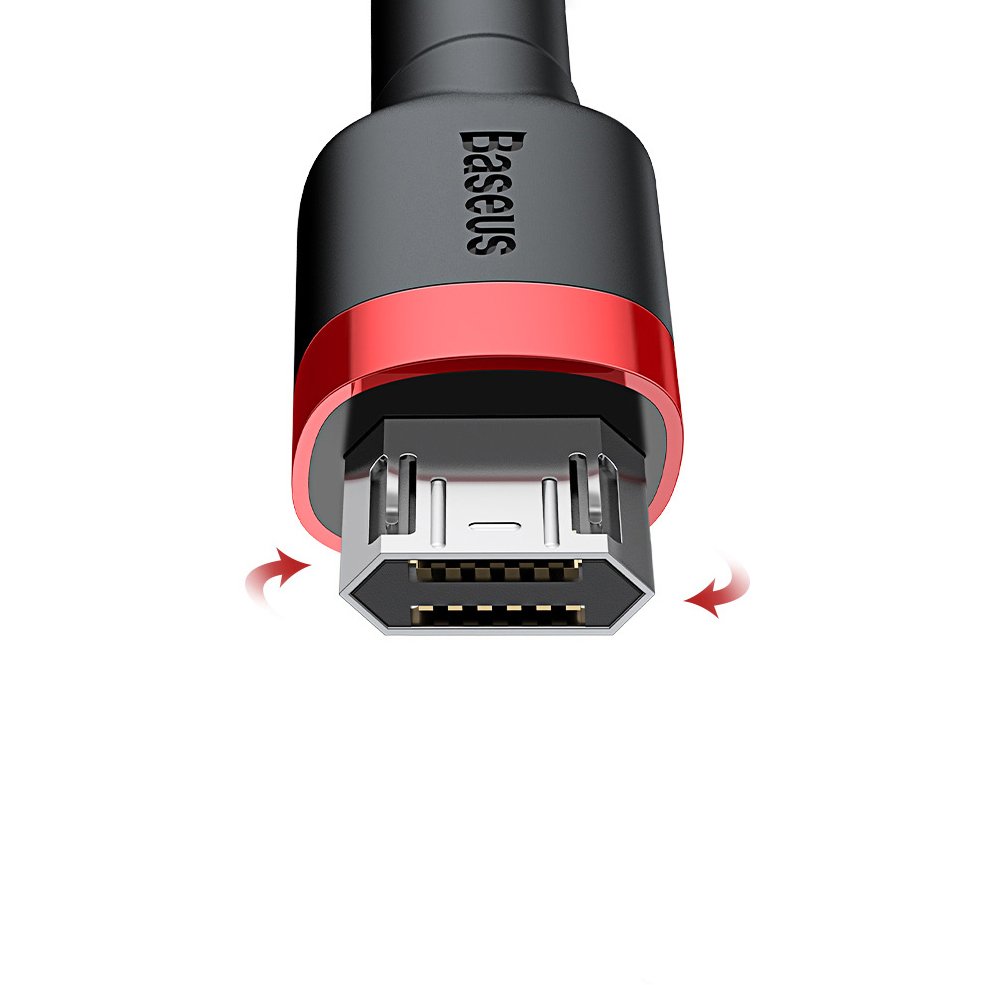 Robust nylon cable USB microUSB 2A 3M black and grey cable - Carlat