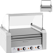 Roller roller grill with lid and heating drawer for 20 hot dog wieners 2600W 230V Royal Catering - Carlat