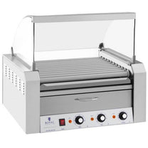 Roller roller grill with lid and heating drawer for 20 hot dog wieners 2600W 230V Royal Catering - Carlat