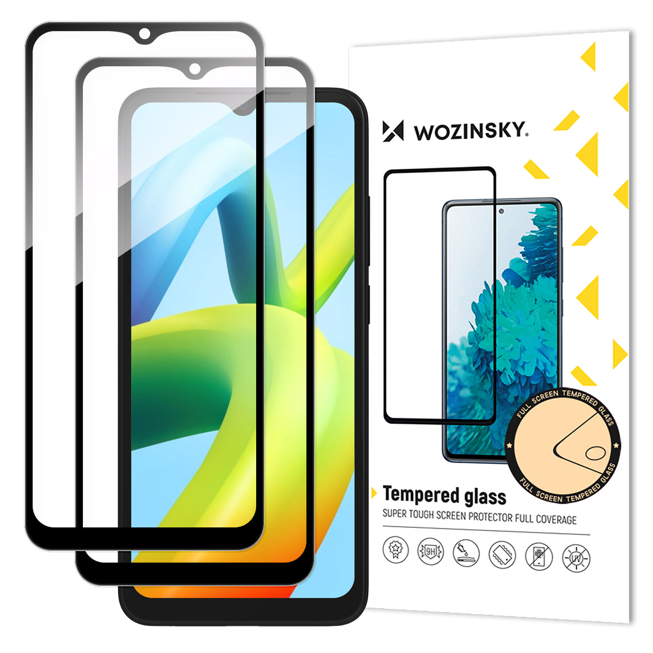 SET 2x 9H Tempered Glass for Xiaomi Redmi A2 / Redmi A1 Full Screen with Black Frame - Carlat