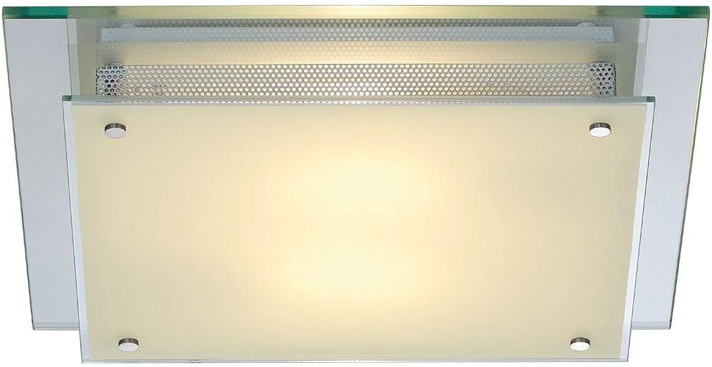 SLV GLASSA Square E27 Ceiling Light, Angular, 2xE27, max. 2x60W, Steel Silvergrey - Carlat