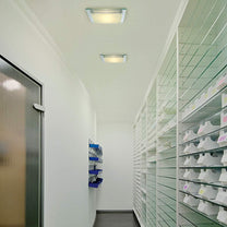 SLV GLASSA Square E27 Ceiling Light, Angular, 2xE27, max. 2x60W, Steel Silvergrey - Carlat