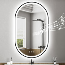 STARLEAD 60 cm Round Bathroom Mirror with Lighting, Bluetooth, Dimmable, 3 Colour Temperatures, De-fogging, Memory Function, HD Tempered Glass, IP44 Waterproof - Carlat