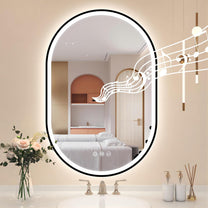 STARLEAD 60 cm Round Bathroom Mirror with Lighting, Bluetooth, Dimmable, 3 Colour Temperatures, De-fogging, Memory Function, HD Tempered Glass, IP44 Waterproof - Carlat