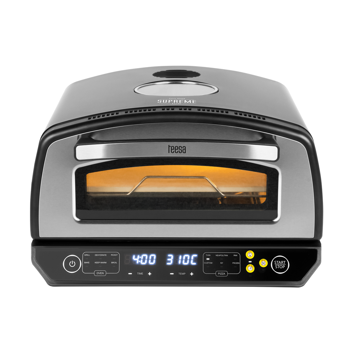 SUPREME ELITE 2200 W Pizza Oven, 450 degrees, two heating elements, viewing window, LED display, 33 cm, various baking programs - Carlat