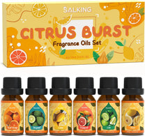 Salking Essential Oils Set, 8 x 10 ml Organic Aromatherapy Fragrance Oil Gift Set for Diffuser, Humidifier, Massage, Lemon, Strawberry, Cranberry, Peach, Bergamot, Coconut, Fig, Grapefruit - Carlat