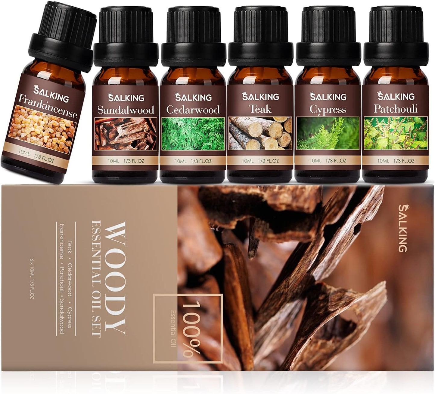 Salking Essential Oils Set, 8 x 10 ml Organic Aromatherapy Fragrance Oil Gift Set for Diffuser, Humidifier, Massage, Lemon, Strawberry, Cranberry, Peach, Bergamot, Coconut, Fig, Grapefruit - Carlat