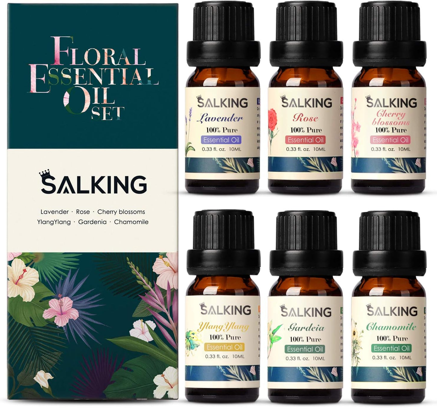 Salking Essential Oils Set, 8 x 10 ml Organic Aromatherapy Fragrance Oil Gift Set for Diffuser, Humidifier, Massage, Lemon, Strawberry, Cranberry, Peach, Bergamot, Coconut, Fig, Grapefruit - Carlat