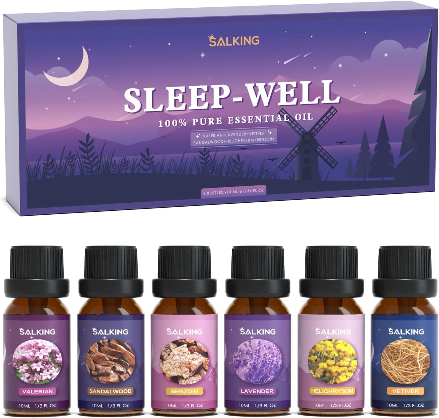 Salking Essential Oils Set, 8 x 10 ml Organic Aromatherapy Fragrance Oil Gift Set for Diffuser, Humidifier, Massage, Lemon, Strawberry, Cranberry, Peach, Bergamot, Coconut, Fig, Grapefruit - Carlat