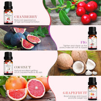 Salking Essential Oils Set, 8 x 10 ml Organic Aromatherapy Fragrance Oil Gift Set for Diffuser, Humidifier, Massage, Lemon, Strawberry, Cranberry, Peach, Bergamot, Coconut, Fig, Grapefruit - Carlat