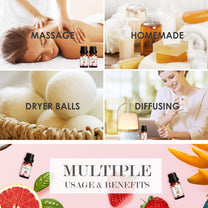 Salking Essential Oils Set, 8 x 10 ml Organic Aromatherapy Fragrance Oil Gift Set for Diffuser, Humidifier, Massage, Lemon, Strawberry, Cranberry, Peach, Bergamot, Coconut, Fig, Grapefruit - Carlat