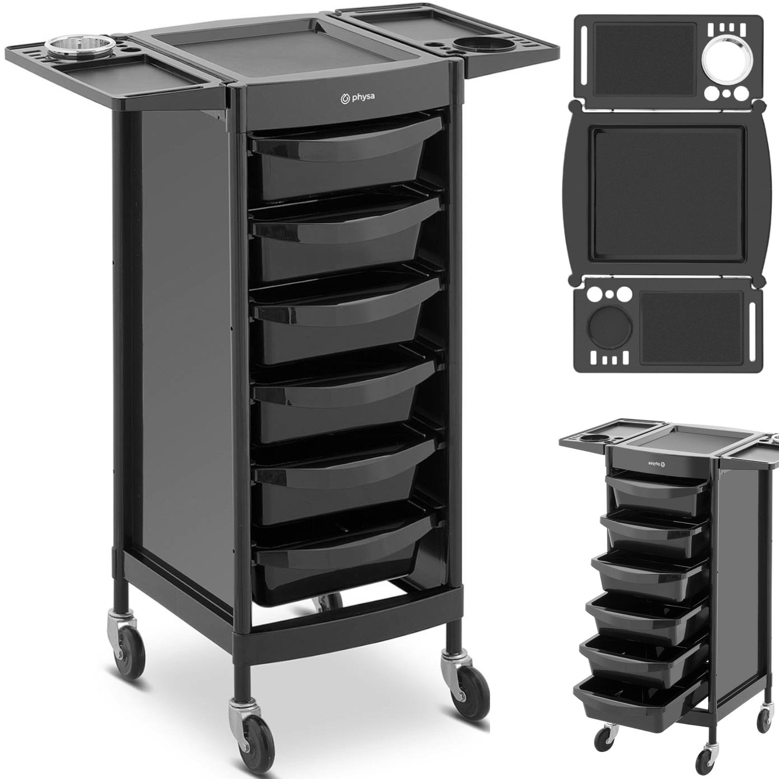Salon Chairs – Hairdressing assistant trolley with hairdryer holder, 6 - Carlat