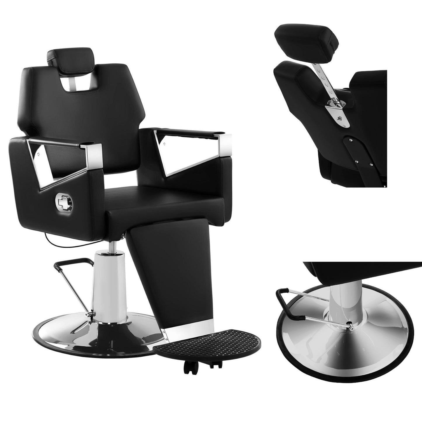 Salon Chairs – Professional TURIN Physa black barber hairdressing chair - Carlat