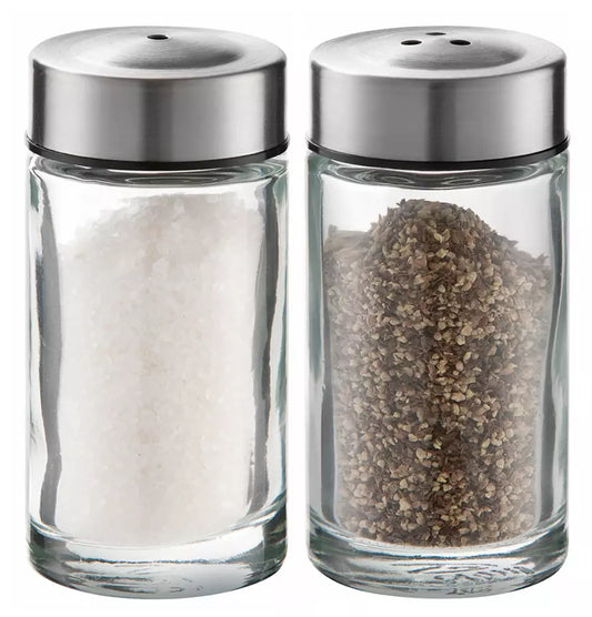Salt – Salt and pepper shaker set, Kinghoff metal and glass - Carlat