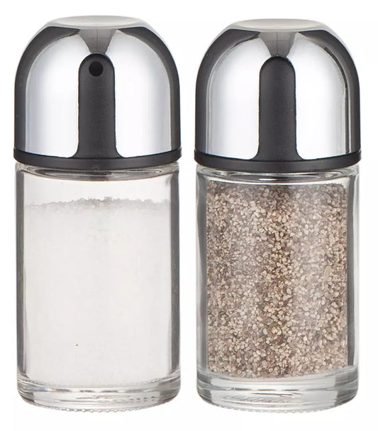 Salt – Salt and pepper shaker set, Kinghoff metal and glass - Carlat