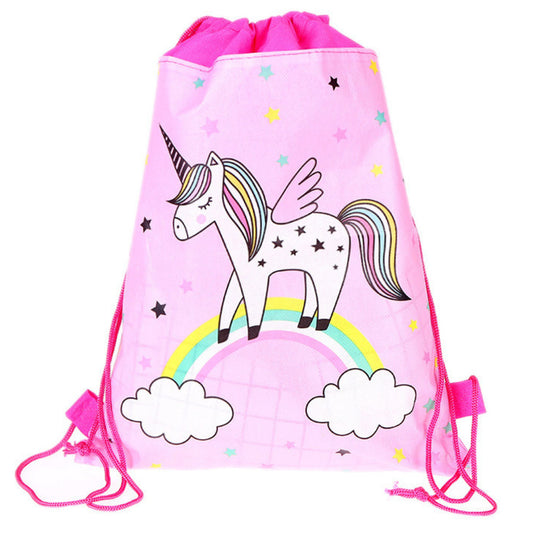 School Shoe Bag with Unicorn on a Rainbow Gym Outfit, Pink, 35x27 cm - Carlat