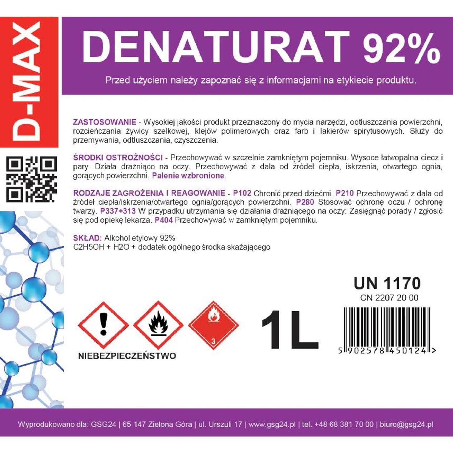 Science & Laboratory – Denatured alcohol denatured D-MAX 1L - Carlat