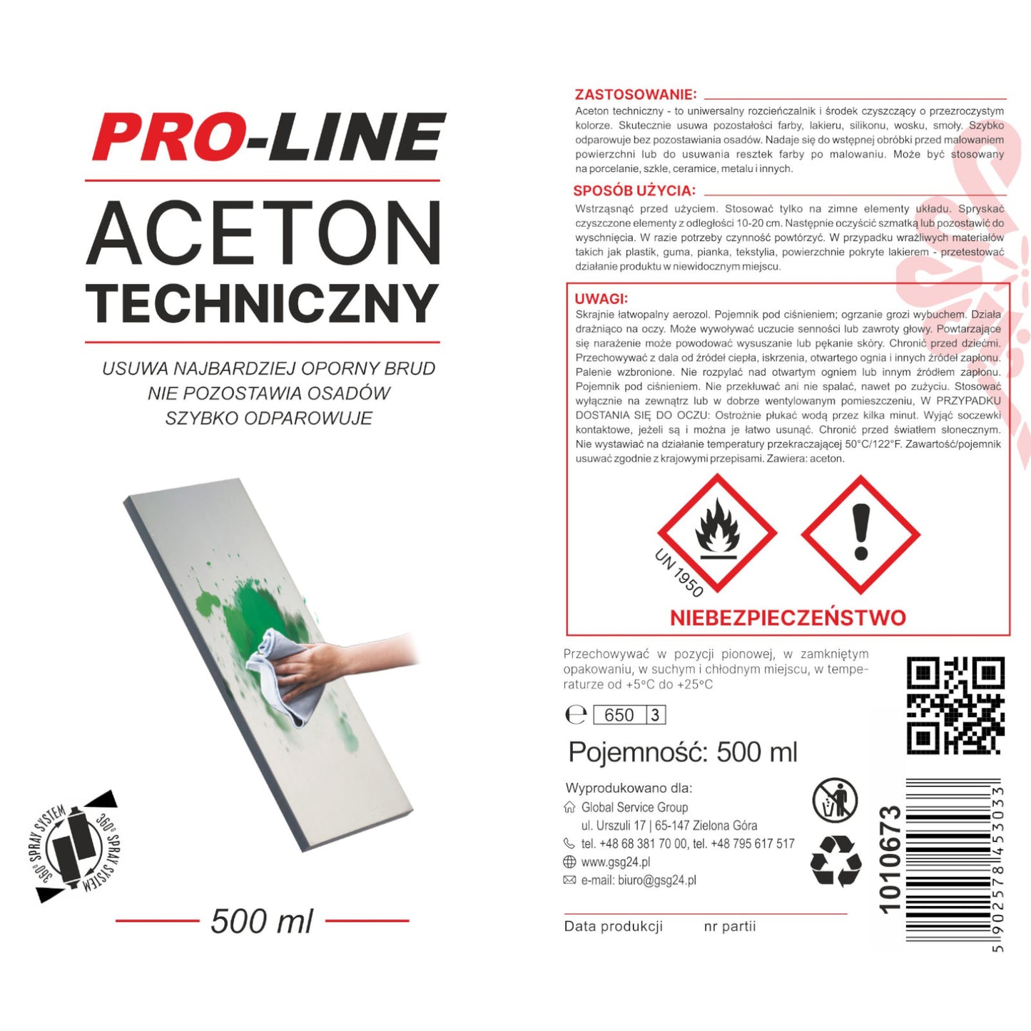Science & Laboratory – Technical acetone 100% PRO-LINE spray 500ml - Carlat