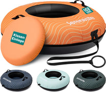 SereneLife Snowtube 101/112/122 cm - Inflatable Sledge for Children and Adults, with Hard Plastic Base, Drawstring and Snow Slider Design for Winter Fun in the Snow - Carlat