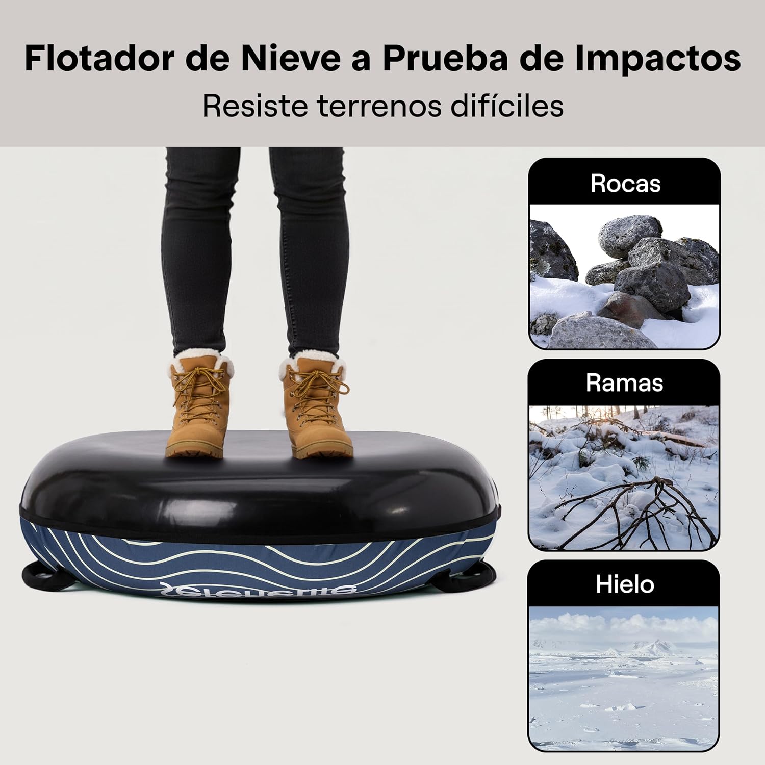 SereneLife Snowtube 101/112/122 cm - Inflatable Sledge for Children and Adults, with Hard Plastic Base, Drawstring and Snow Slider Design for Winter Fun in the Snow - Carlat