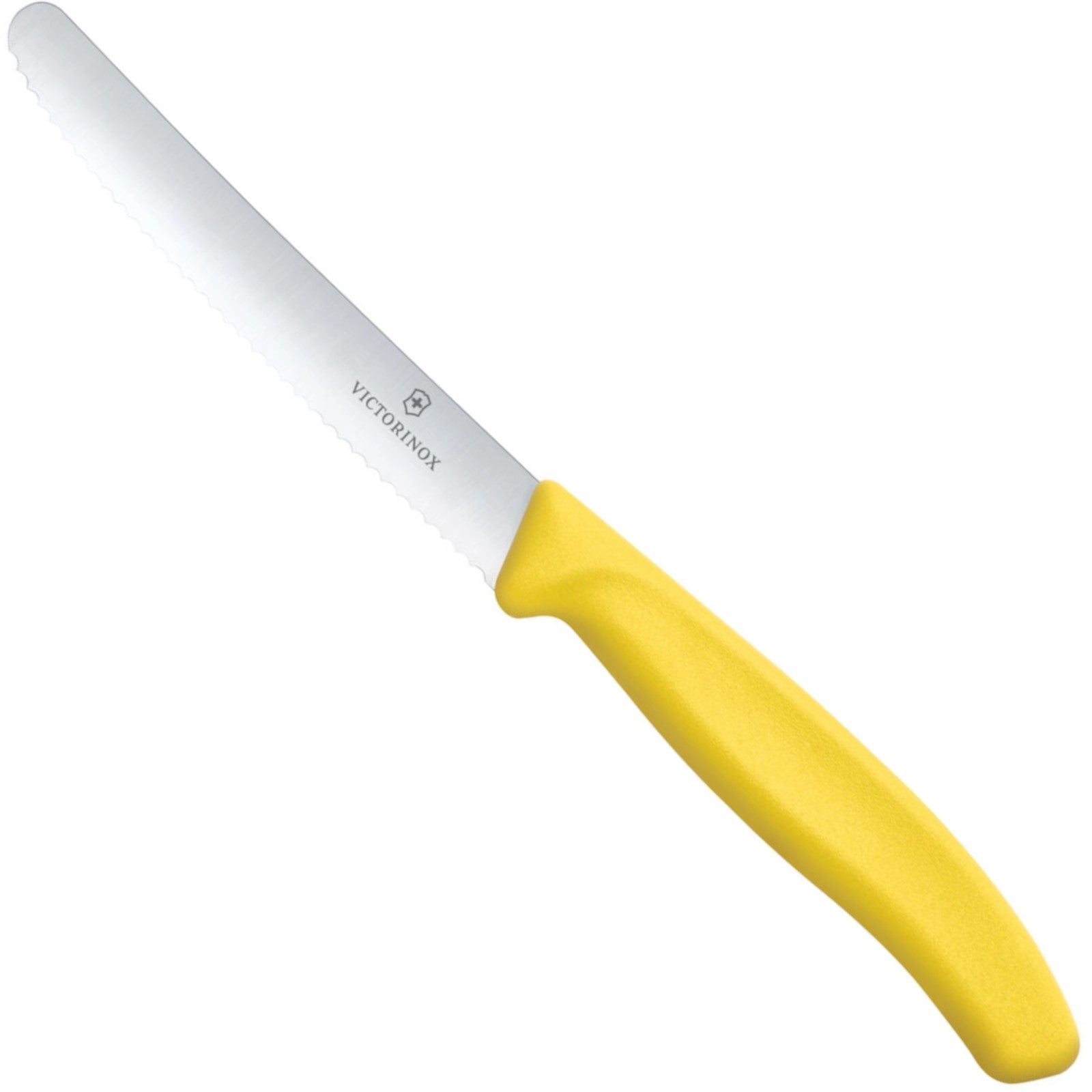 Serrated tomato knife with a rounded tip, length 110/219 mm - yellow - Carlat