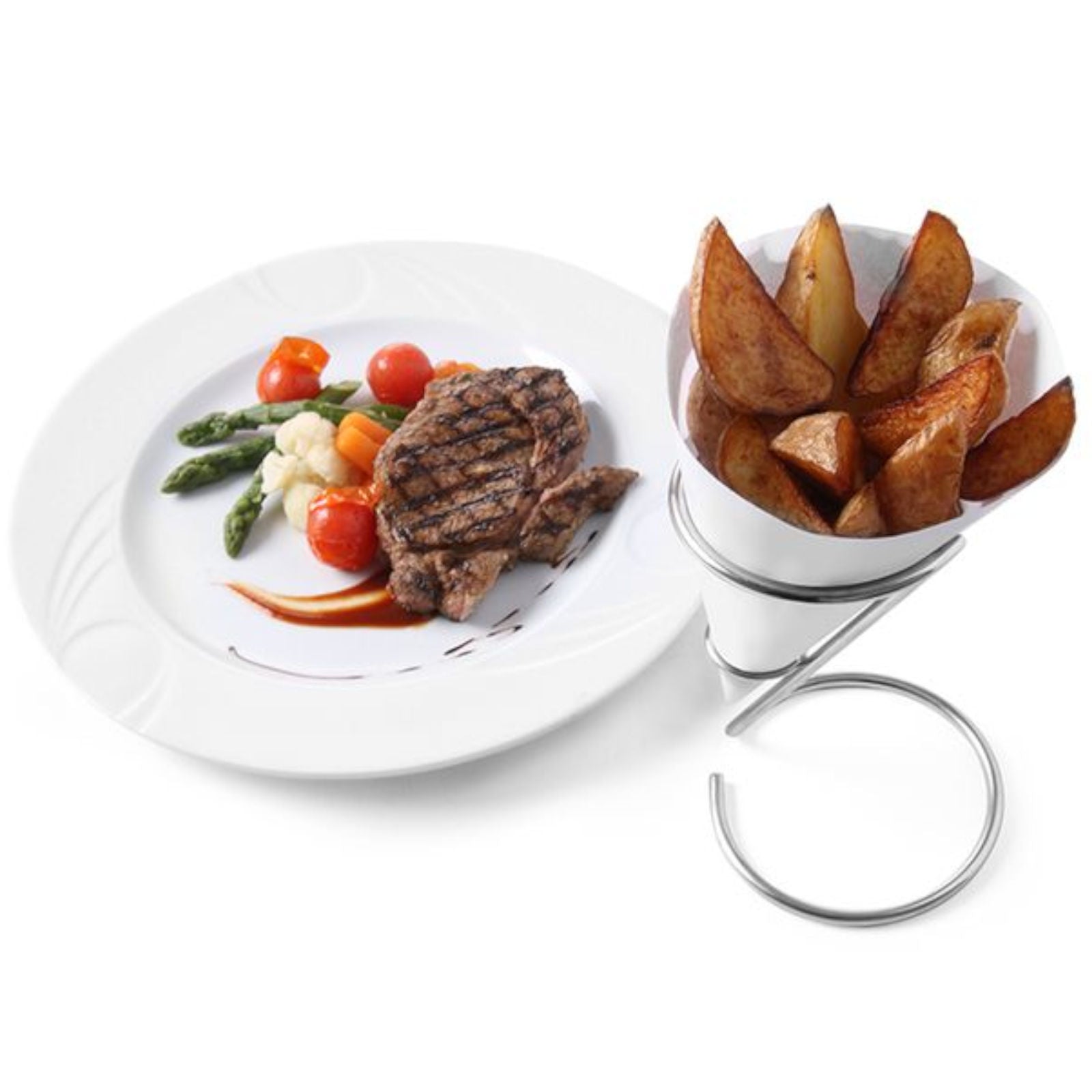 Serveware – Cone bag stand for fries and snacks, stainless - Carlat