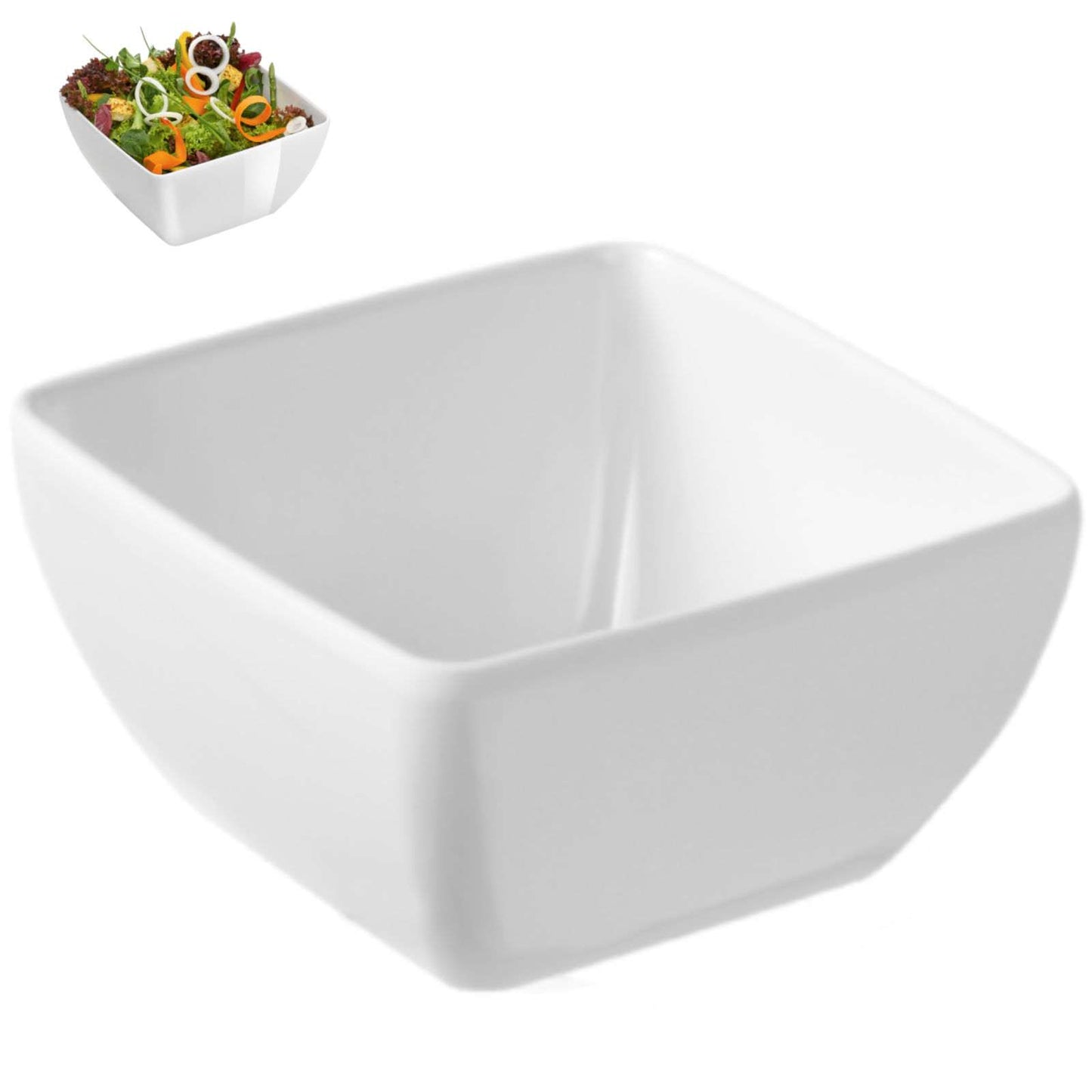 Serving Bowls – Square melamine food bowl, white, 13x13cm - Carlat