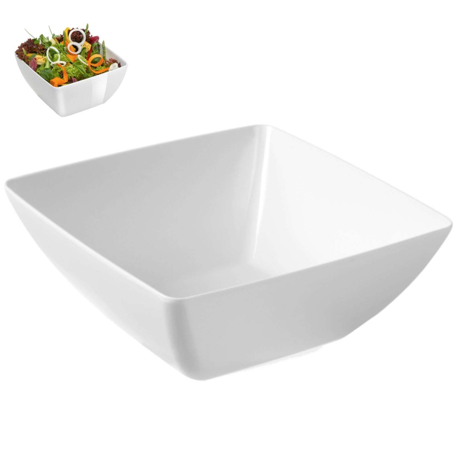 Serving Bowls – Square melamine food bowl, white, 19x19cm - Carlat