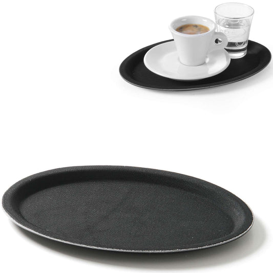 Serving Trays – Anti-slip oval waiter tray 16x23cm - black - Carlat