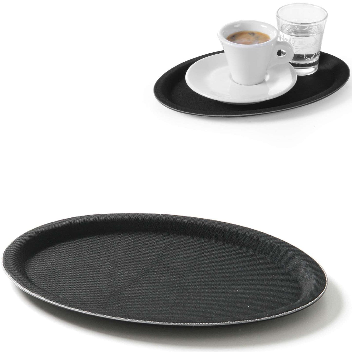 Serving Trays – Anti-slip oval waiter tray 21x29cm - black - Carlat