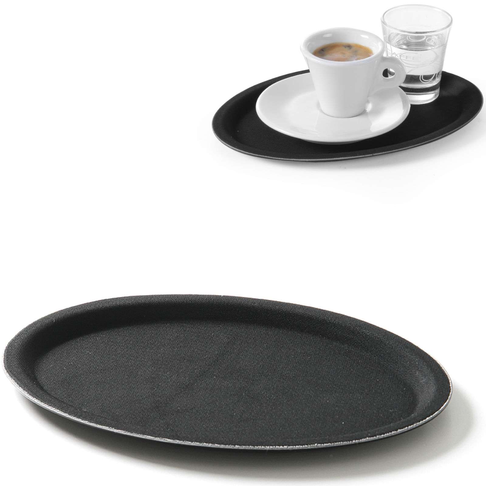 Serving Trays – Anti-slip oval waiter tray 21x29cm - black - Carlat