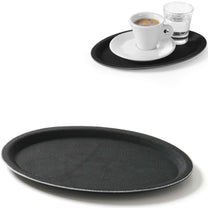 Serving Trays – Anti-slip oval waiter tray 21x29cm - black - Carlat