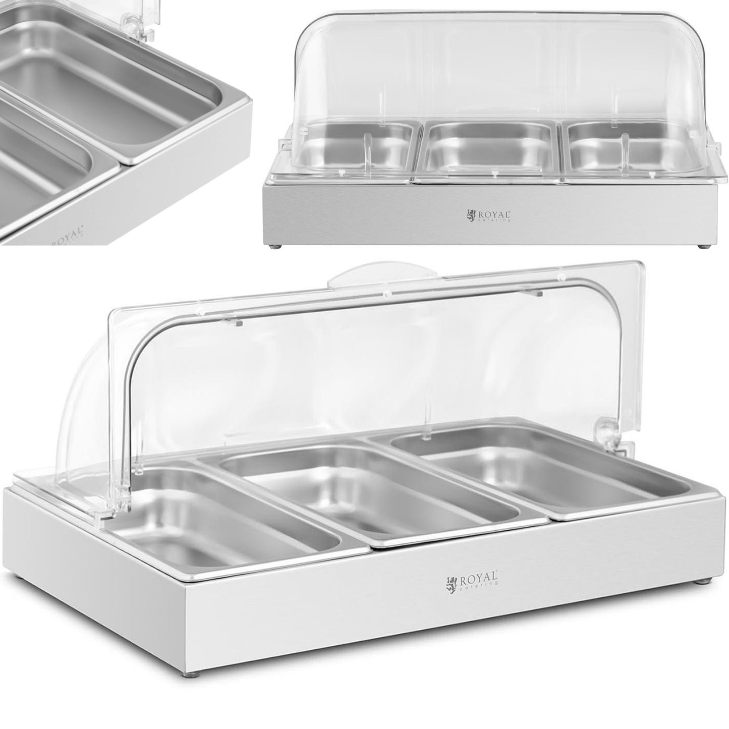 Serving Trays – Breakfast buffet display with rolltop cover 3x - Carlat