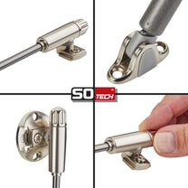 Set of 2 Italiana Ferramenta gas pressure dampers Kraby lift up (60 Newton, 277 mm total length) cabinet door damper for upward opening cabinet flaps and chests Sotech - Carlat