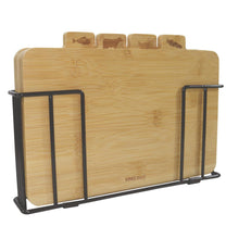 Set of 4 bamboo cutting boards with a stand, Kinghoff - Carlat