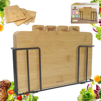 Set of 4 bamboo cutting boards with a stand, Kinghoff - Carlat