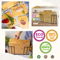 Set of 4 bamboo cutting boards with a stand, Kinghoff - Carlat