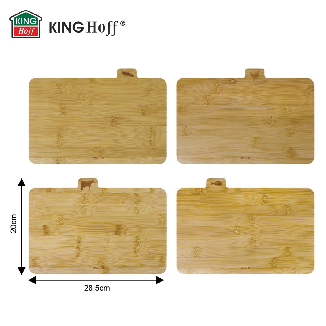 Set of 4 bamboo cutting boards with a stand, Kinghoff - Carlat