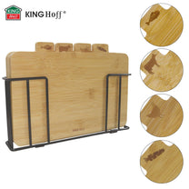 Set of 4 bamboo cutting boards with a stand, Kinghoff - Carlat