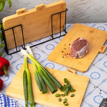 Set of 4 bamboo cutting boards with a stand, Kinghoff - Carlat
