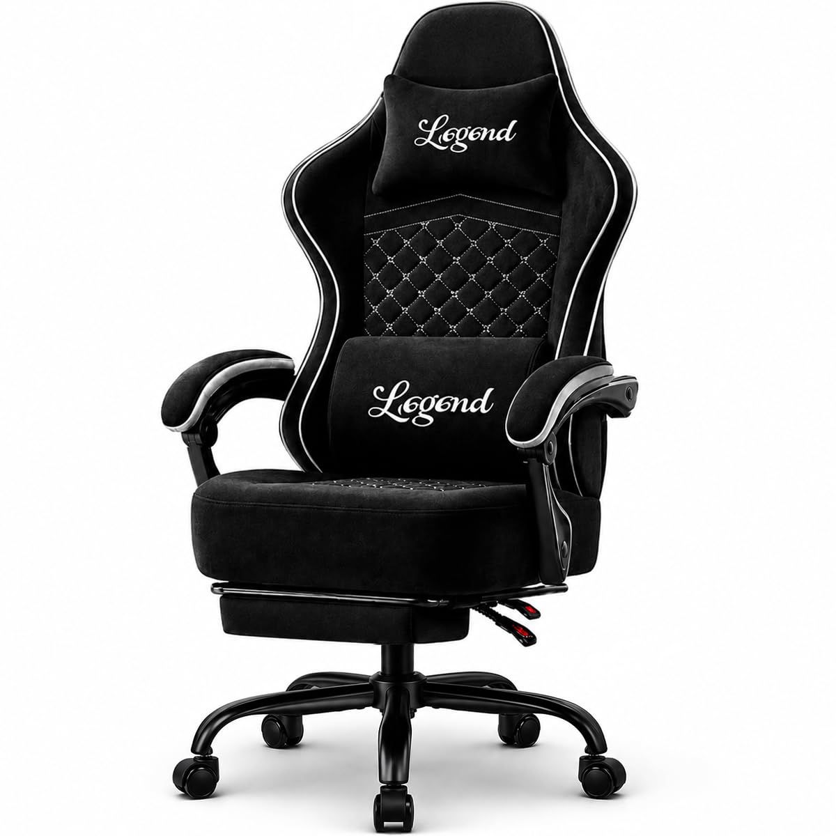 Shadcoler Ergonomic Gaming Chair with Footrest, Tech Fabric, Pocket Spring Cushion, Reclining Backrest, Black - Carlat