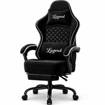 Shadcoler Ergonomic Gaming Chair with Footrest, Tech Fabric, Pocket Spring Cushion, Reclining Backrest, Black - Carlat