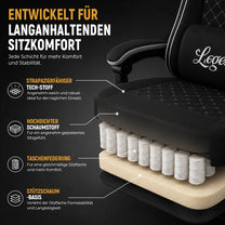 Shadcoler Ergonomic Gaming Chair with Footrest, Tech Fabric, Pocket Spring Cushion, Reclining Backrest, Black - Carlat