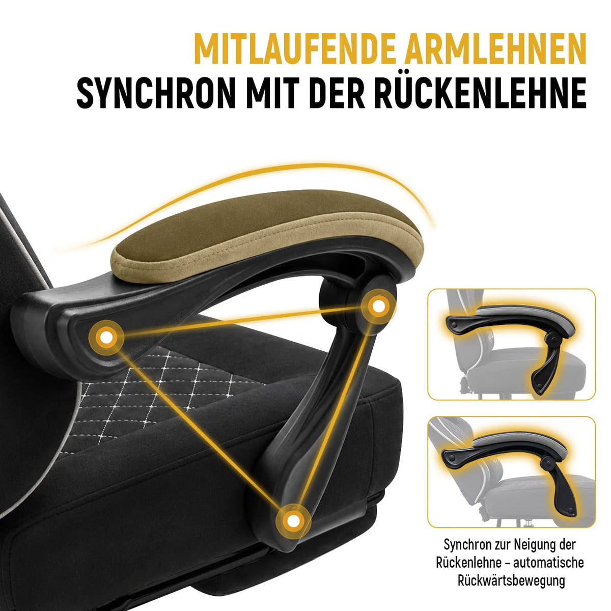 Shadcoler Ergonomic Gaming Chair with Footrest, Tech Fabric, Pocket Spring Cushion, Reclining Backrest, Black - Carlat