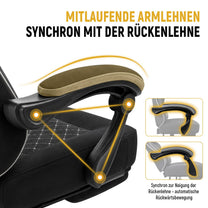 Shadcoler Ergonomic Gaming Chair with Footrest, Tech Fabric, Pocket Spring Cushion, Reclining Backrest, Black - Carlat