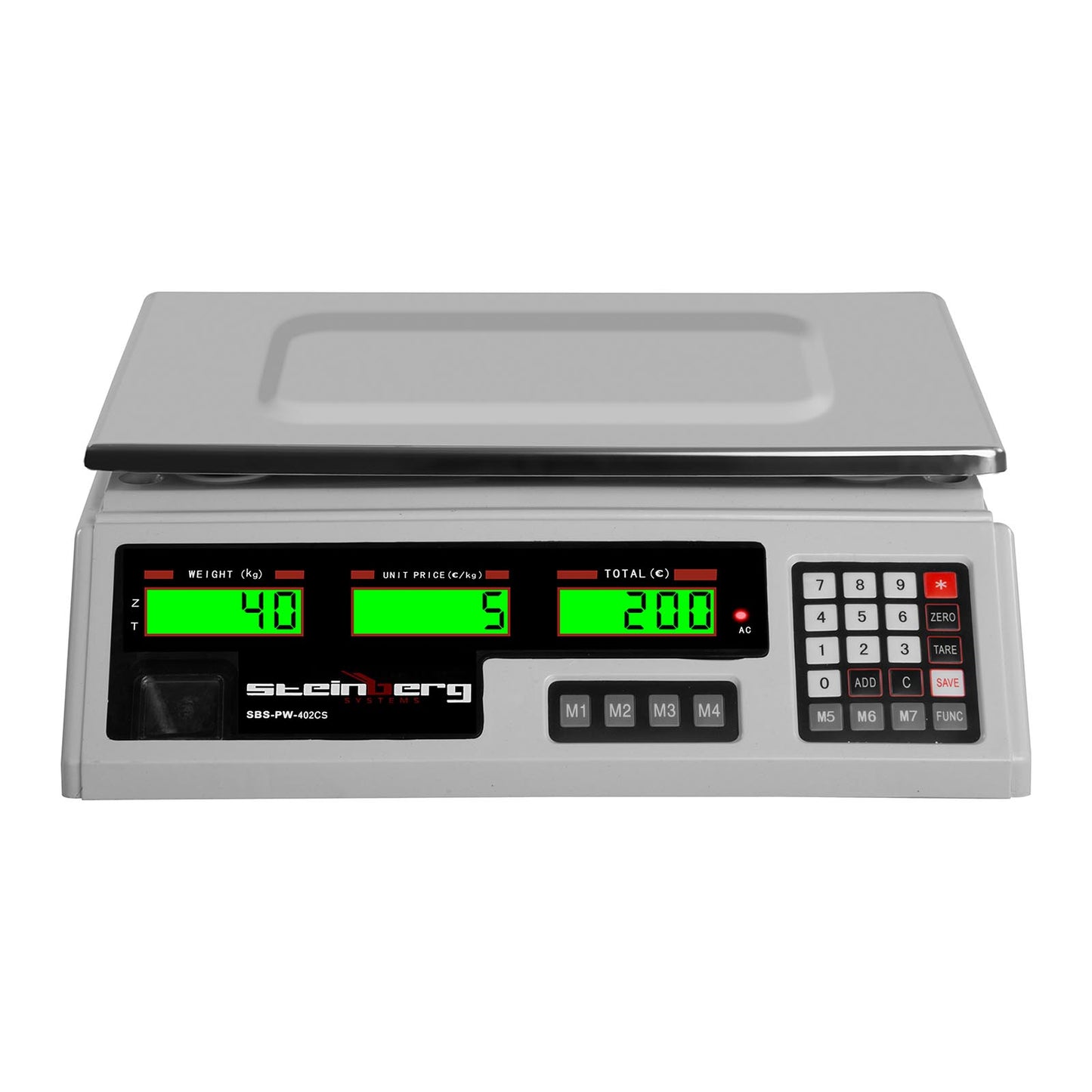 Shop weight 339x233mm power supply + battery 40kg / 2g - white - Carlat