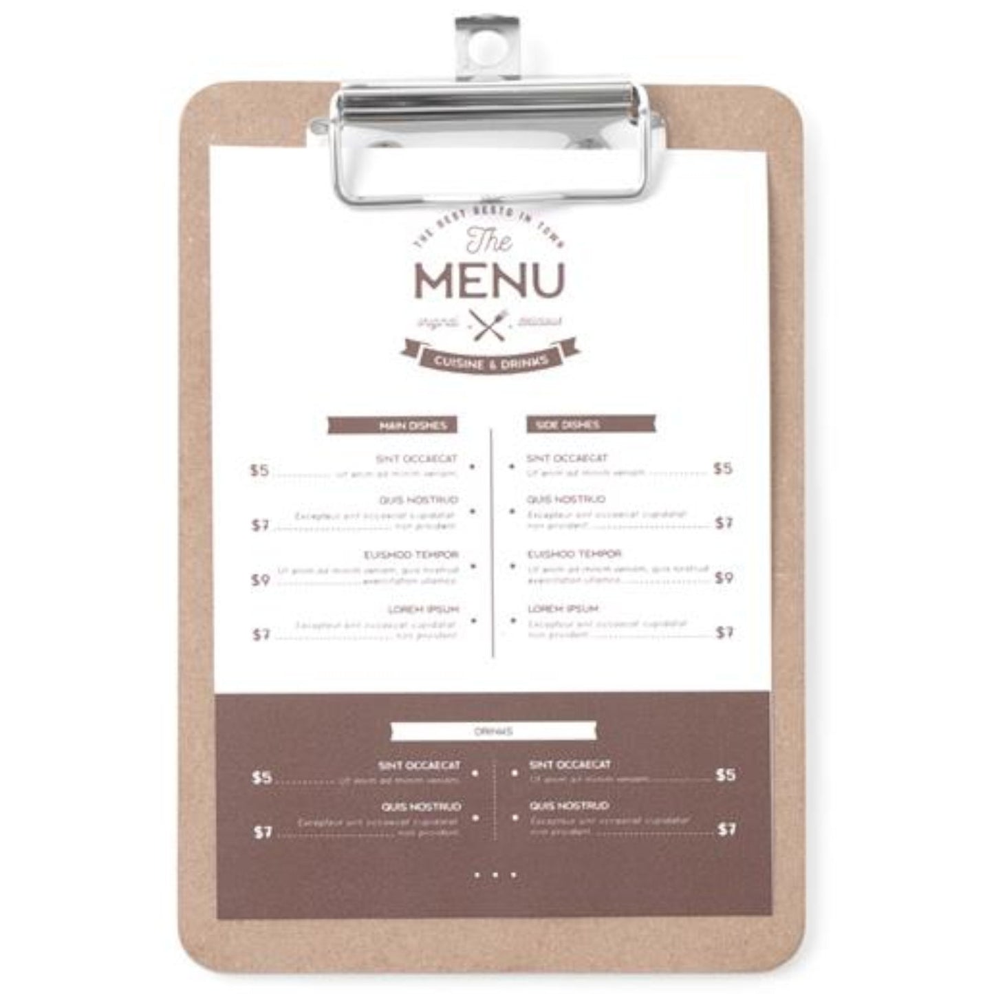 Signage – Menu card board with Clipboard clip 125x180 mm - Carlat